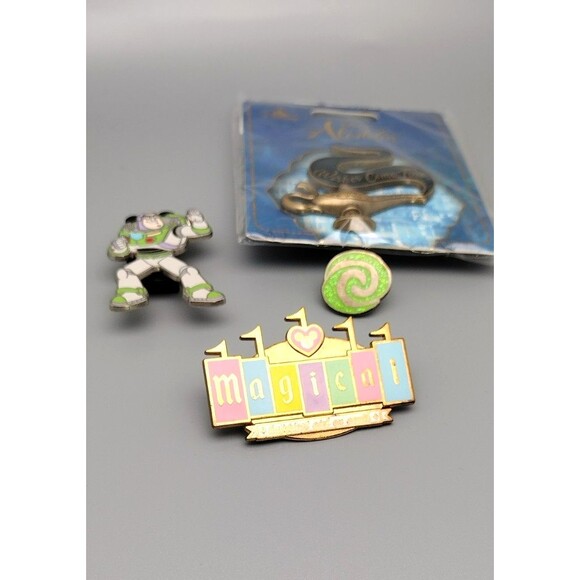 4 Disney Pin Aladdin Magic Buzz Lightyear Toy Story Heart of Te Fiti Magic READ - Picture 2 of 7